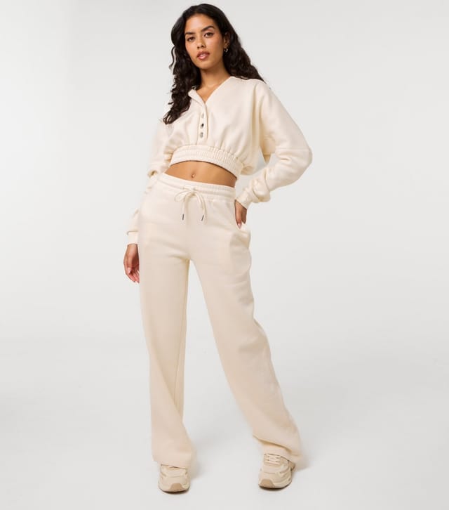 Pink Vanilla Women's Cream Press Stud Cropped Hoodie Pink Vanilla New Look - 2