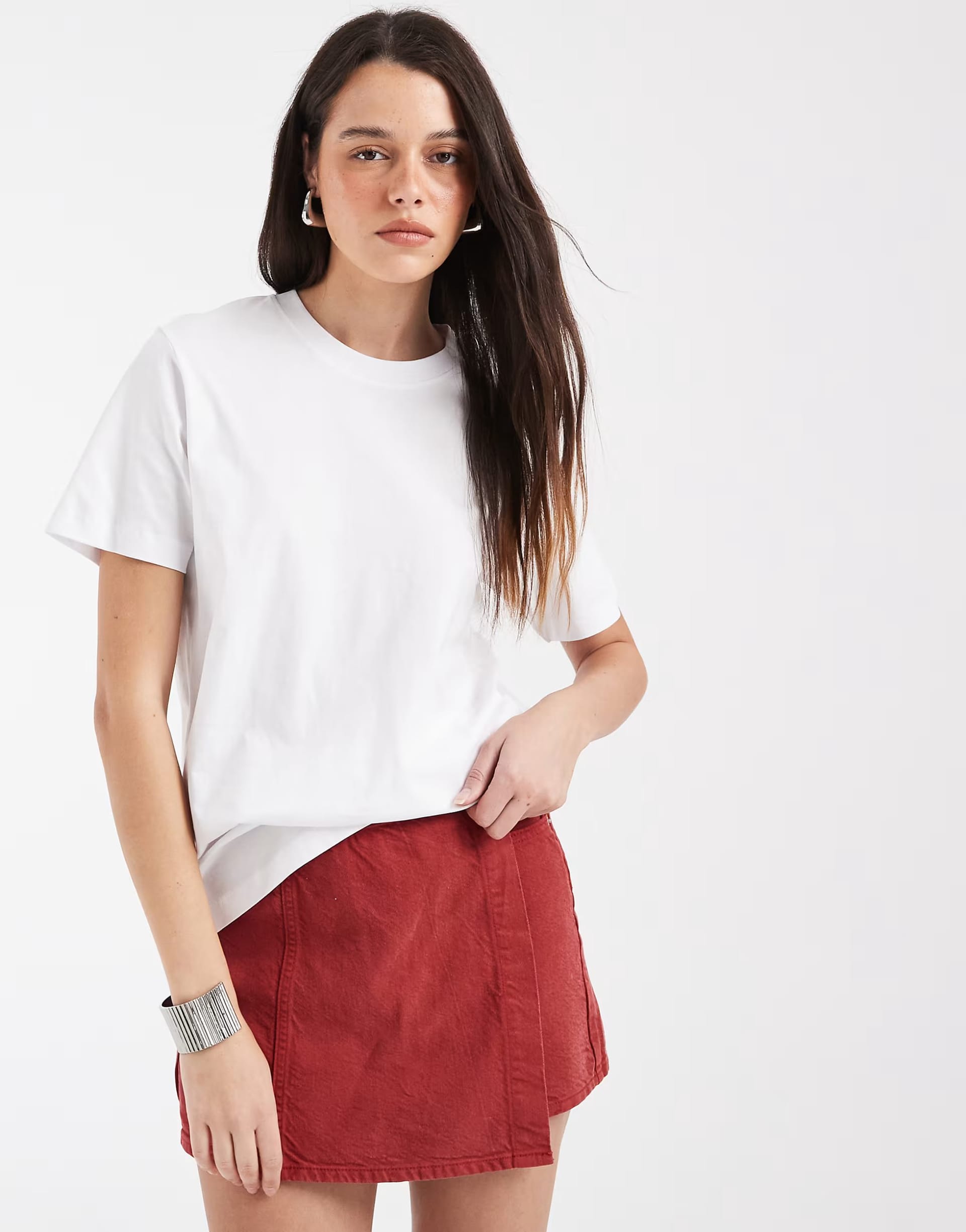 ASOS Red Wash Denim Skort