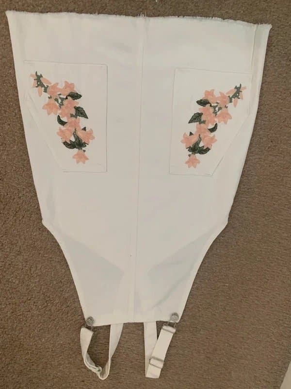 Topshop White embroidered topshop cotton pinafore dress