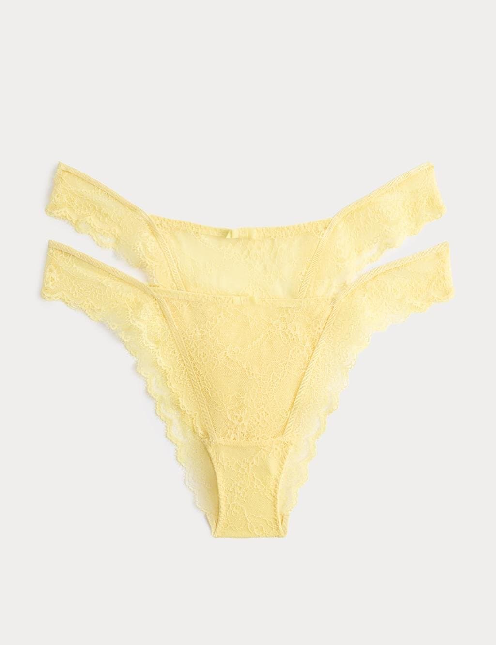 Marks & Spencer M&S 2 Pack Ida Lace Miami Knickers Pale Yellow