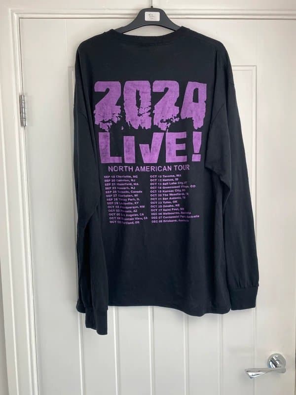 Jerzees Official Korn 2024 North American Tour Long Sleeve Tee Black Purple Logo XL
