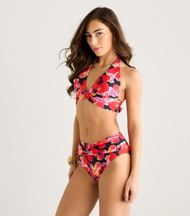 Gini London Women's Black Floral Print Halter Neck Bikini Top Gini London New Look - 3