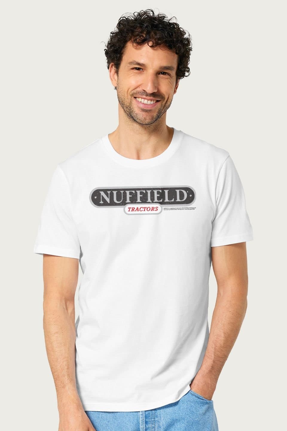 Nuffield Nuffield Men's Tractors Classic Text Logo British Motor Heritage T-Shirt in White