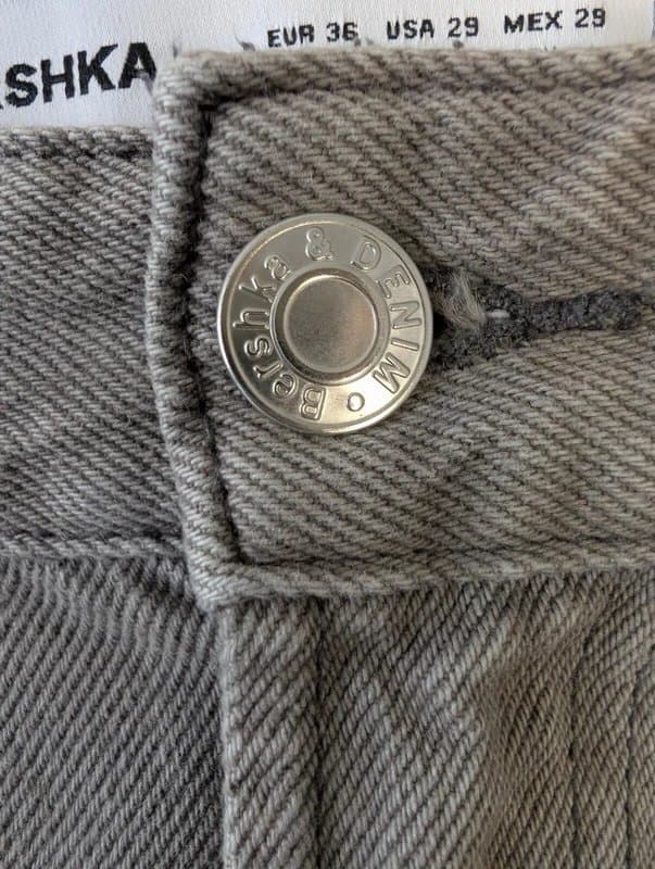 Bershka Bershka Men's 32 x 30 Grey Denim Cargo Pants with Pockets