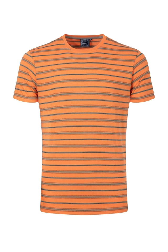 Weird Fish Weird Fish Men's Jefferson Textured Stripe T-Shirt in Pale Orange - 2