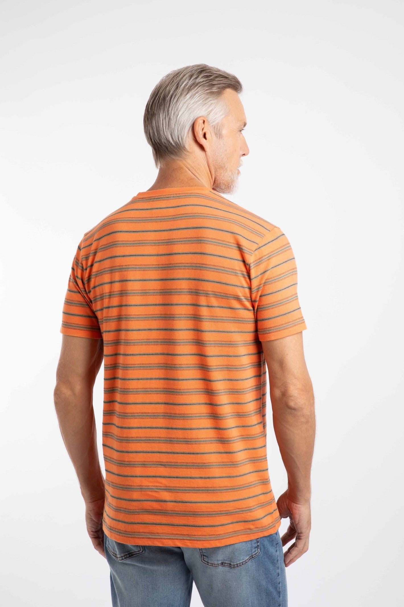 Weird Fish Weird Fish Men's Jefferson Textured Stripe T-Shirt in Pale Orange - 4