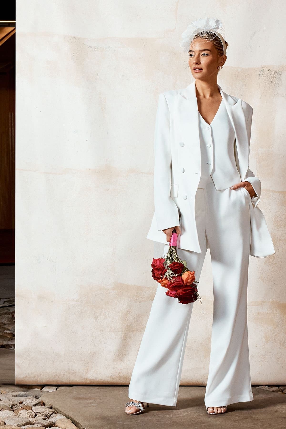 Coast Coast Women's Premium Flare Bridal Trousers in Ivory