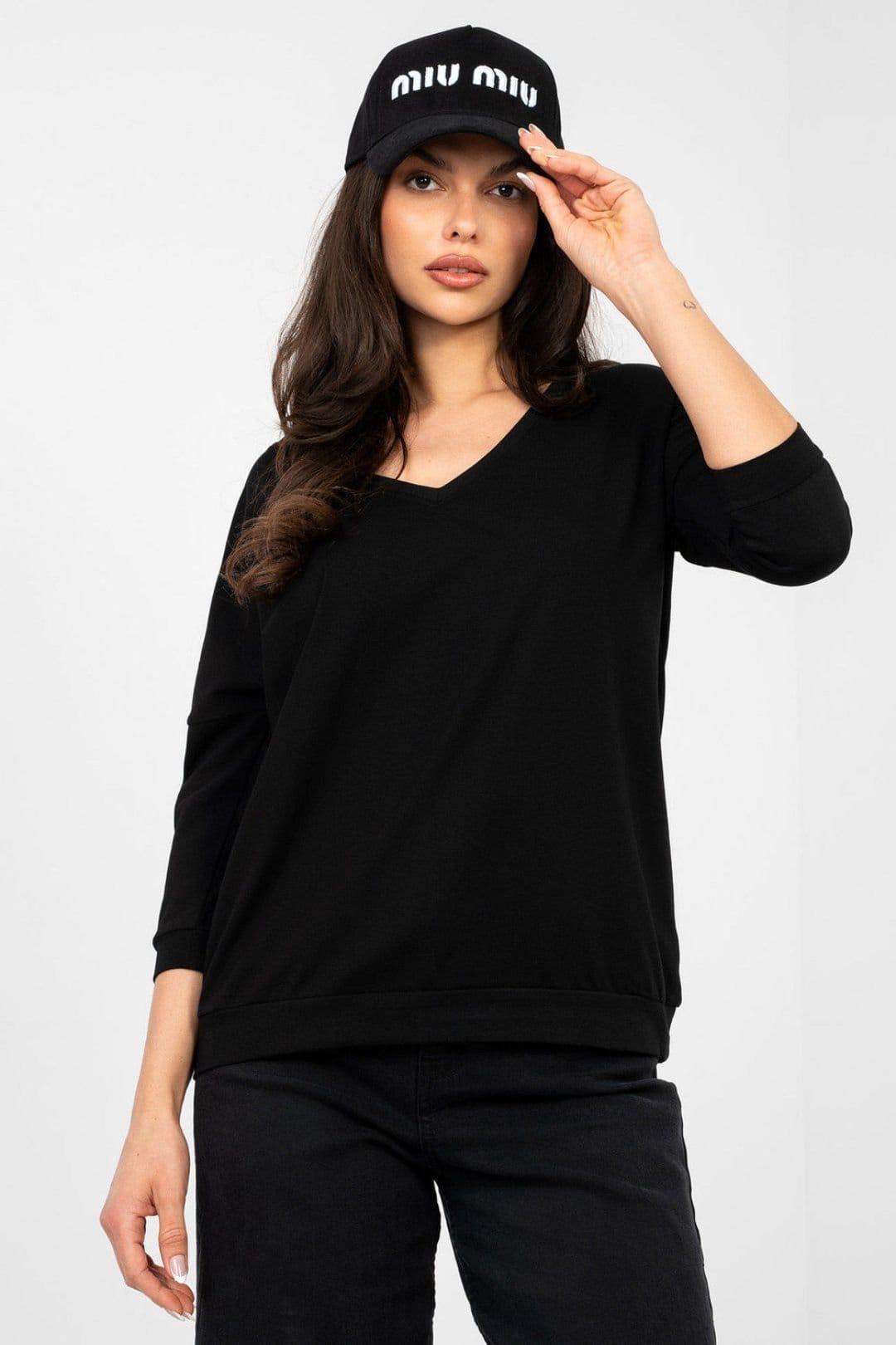 Love Lace Black Cotton Elastane Daily Blouse