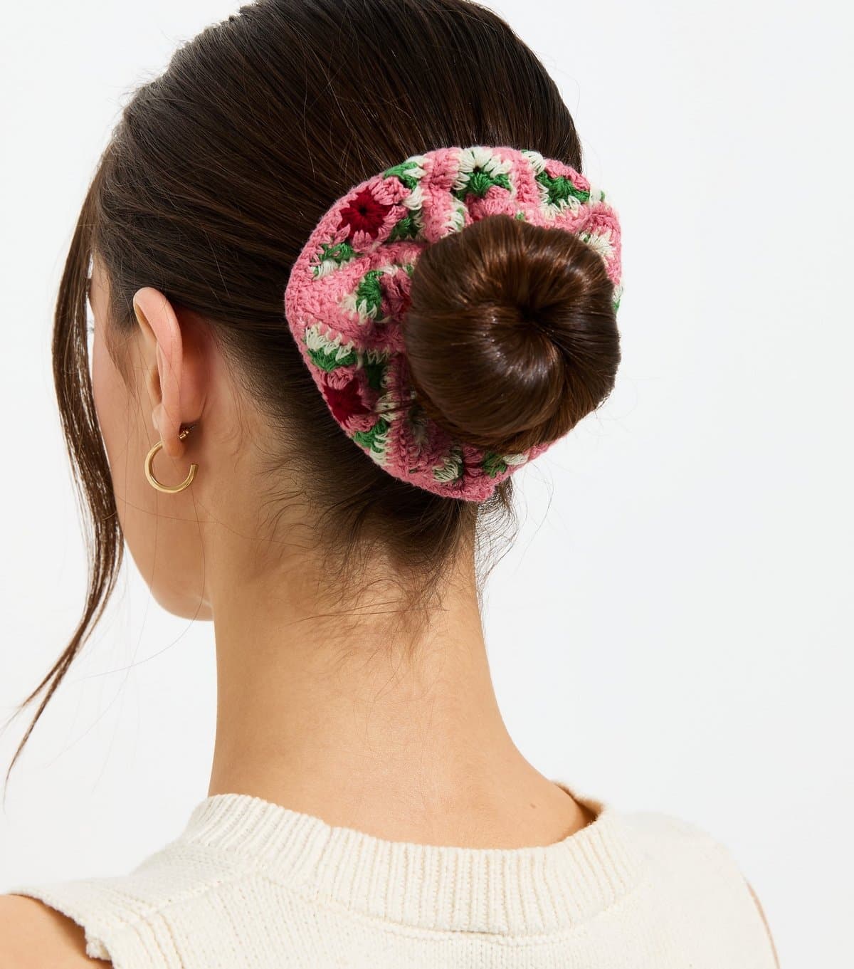New Look Pink Crochet Strawberry Pattern Scrunchie New Look