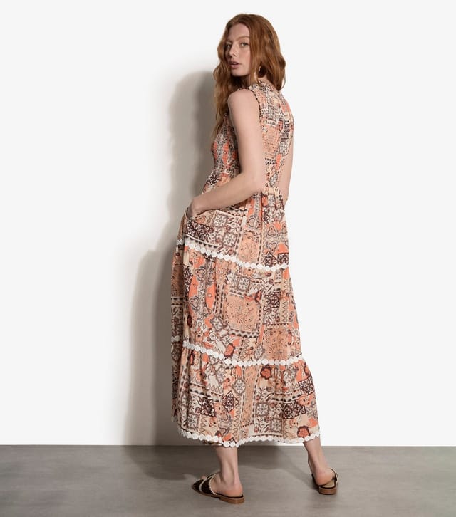 Apricot Women's Orange Cotton Floral Sleeveless Midi Dress Apricot New Look - 2