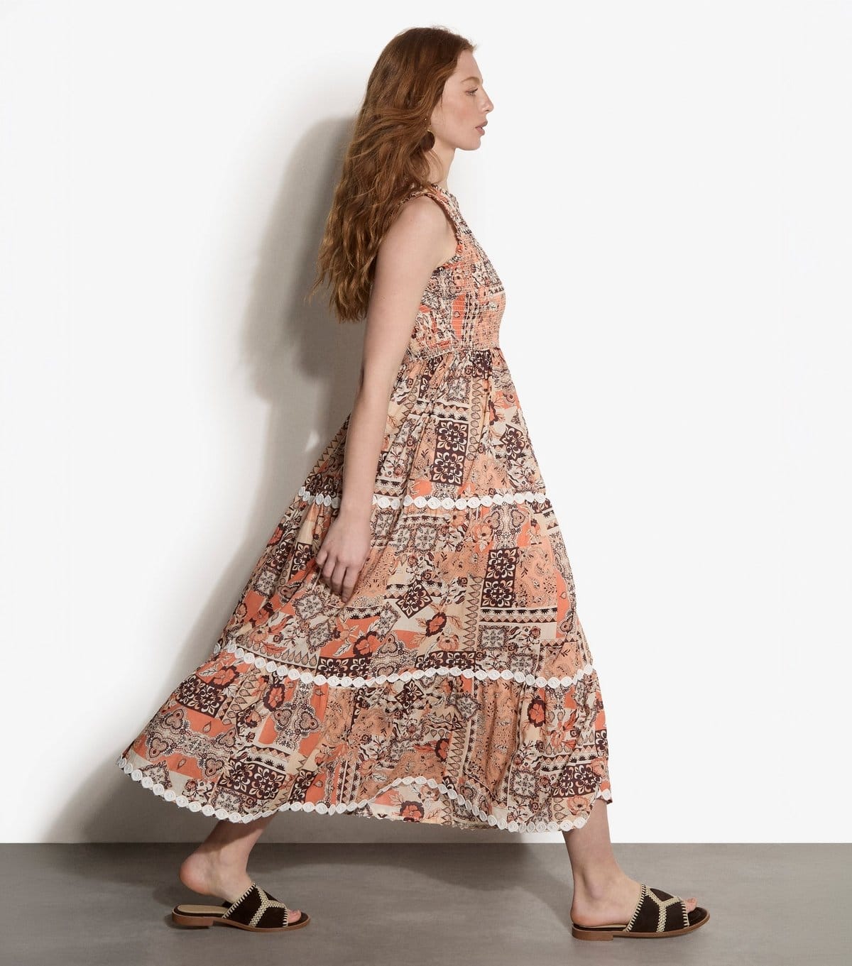 Apricot Women's Orange Cotton Floral Sleeveless Midi Dress Apricot New Look - 4