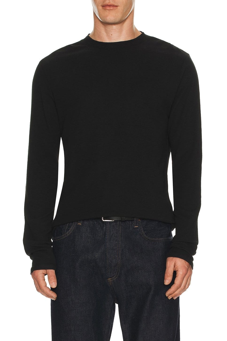 Revolve Black Waffle Knit Long-Sleeve Tee