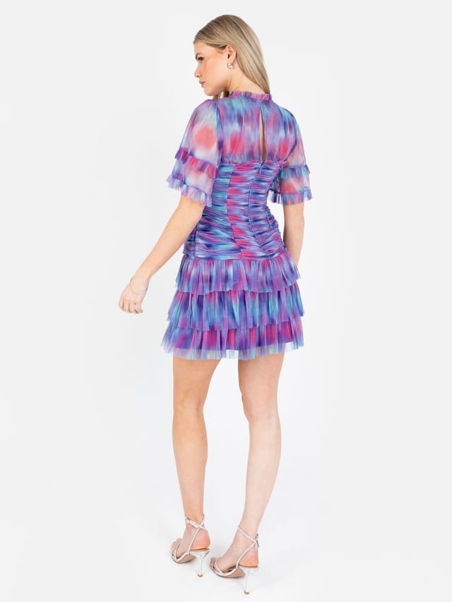 Anaya with Love Anaya with Love Women's Abstract Watercolour Gathered Mini Dress - 3