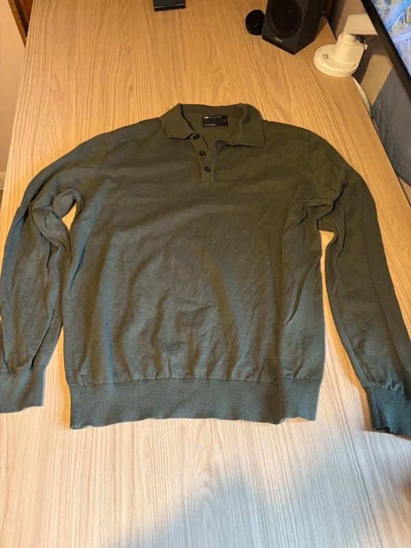 ASOS ASOS Design Green Relaxed Long Sleeve Knitted Polo
