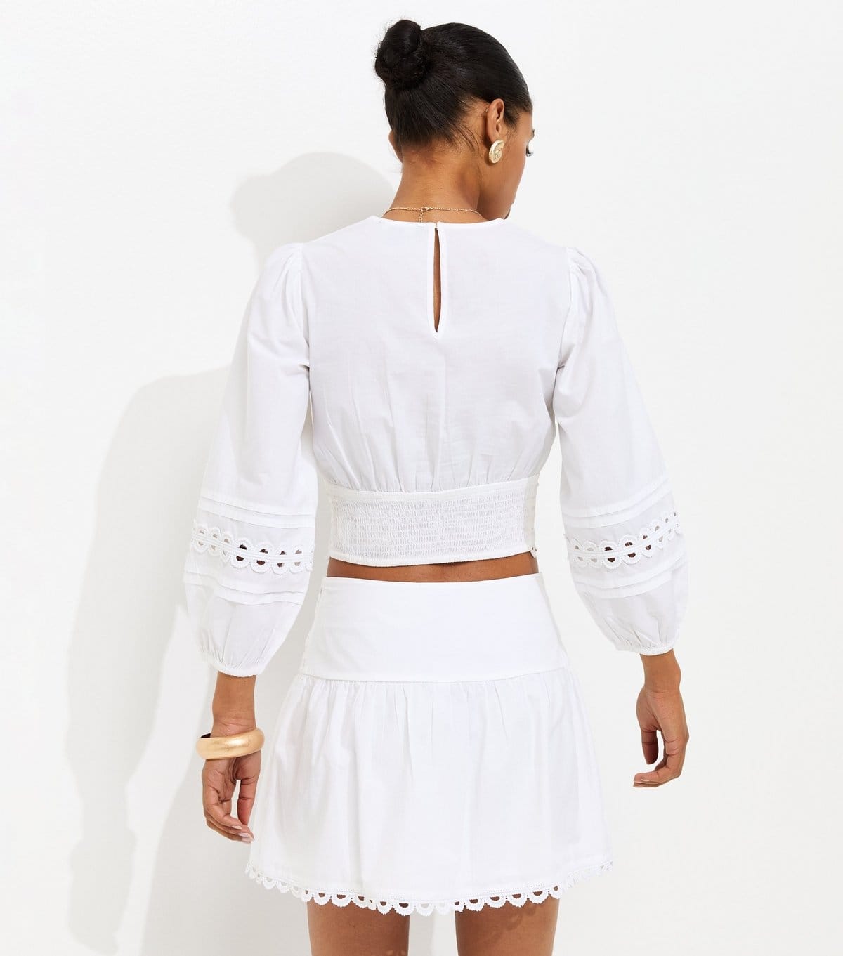 New Look Women's White Cotton Scallop Lace Edge Mini Skirt New Look - 4