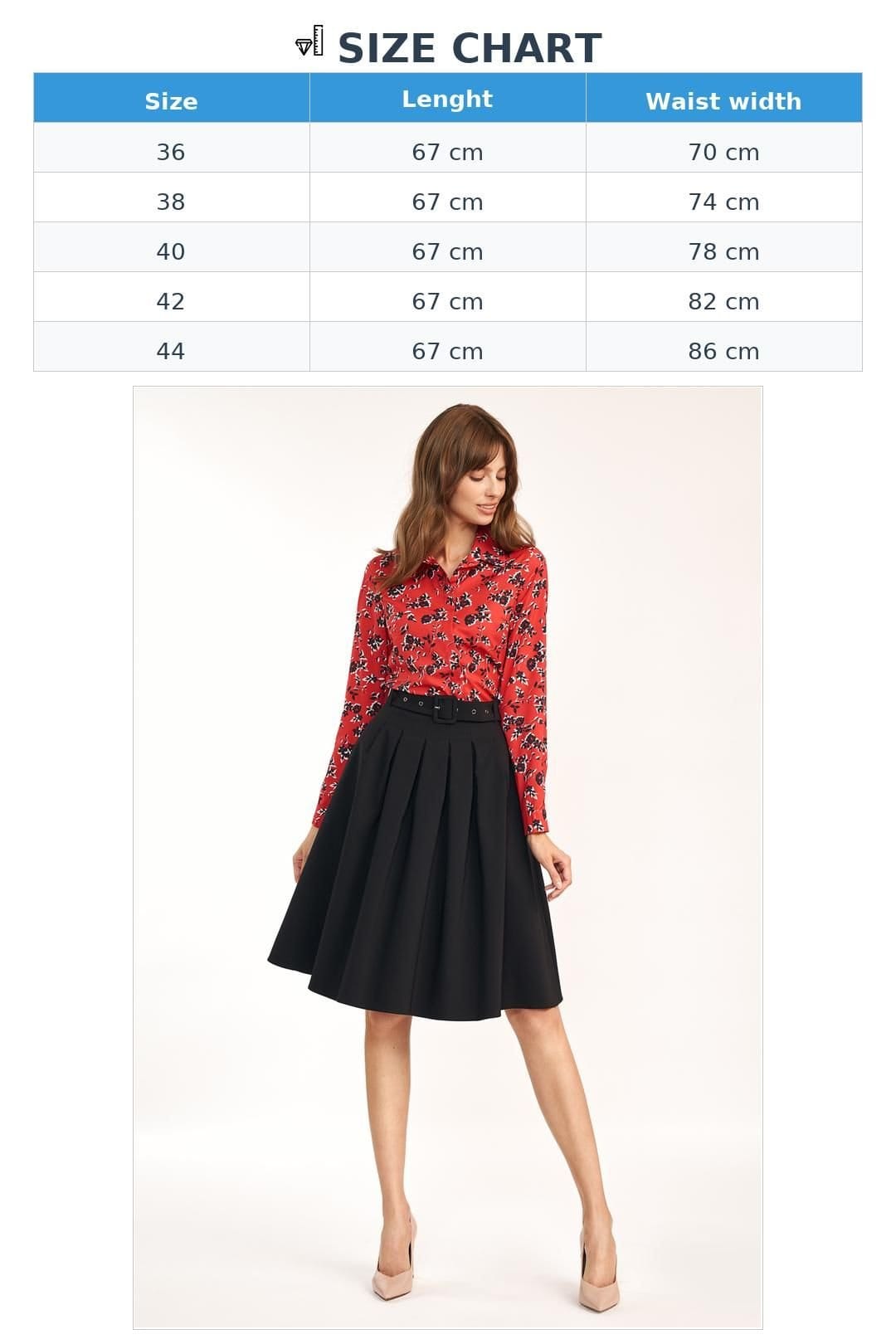 Love Lace Love Lace Women's Belted A Line Office Skirt with Folds in Black - 4