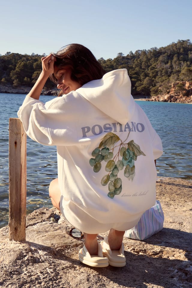 Kaiia Kaiia Positano Graphic Oversized Hoodie White - 3