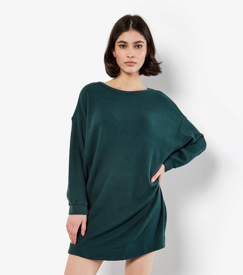 Apricot Women's Dark Green Honeycomb Oversized Dress Apricot New Look - 1