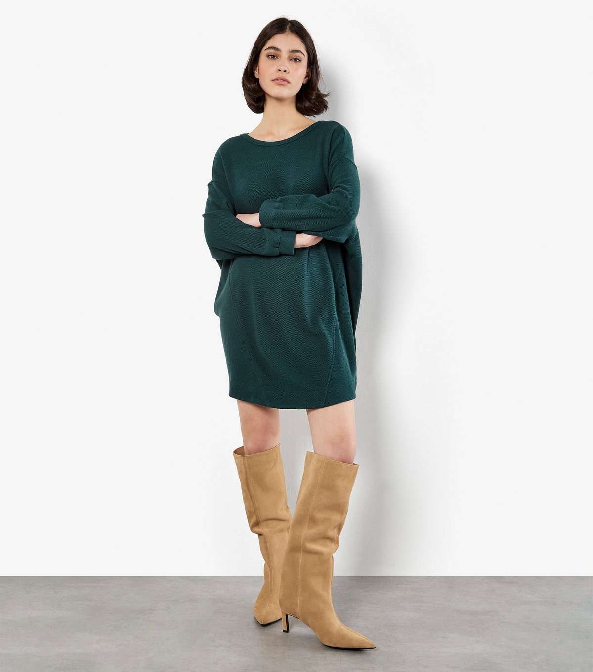 Apricot Women's Dark Green Honeycomb Oversized Dress Apricot New Look - 2
