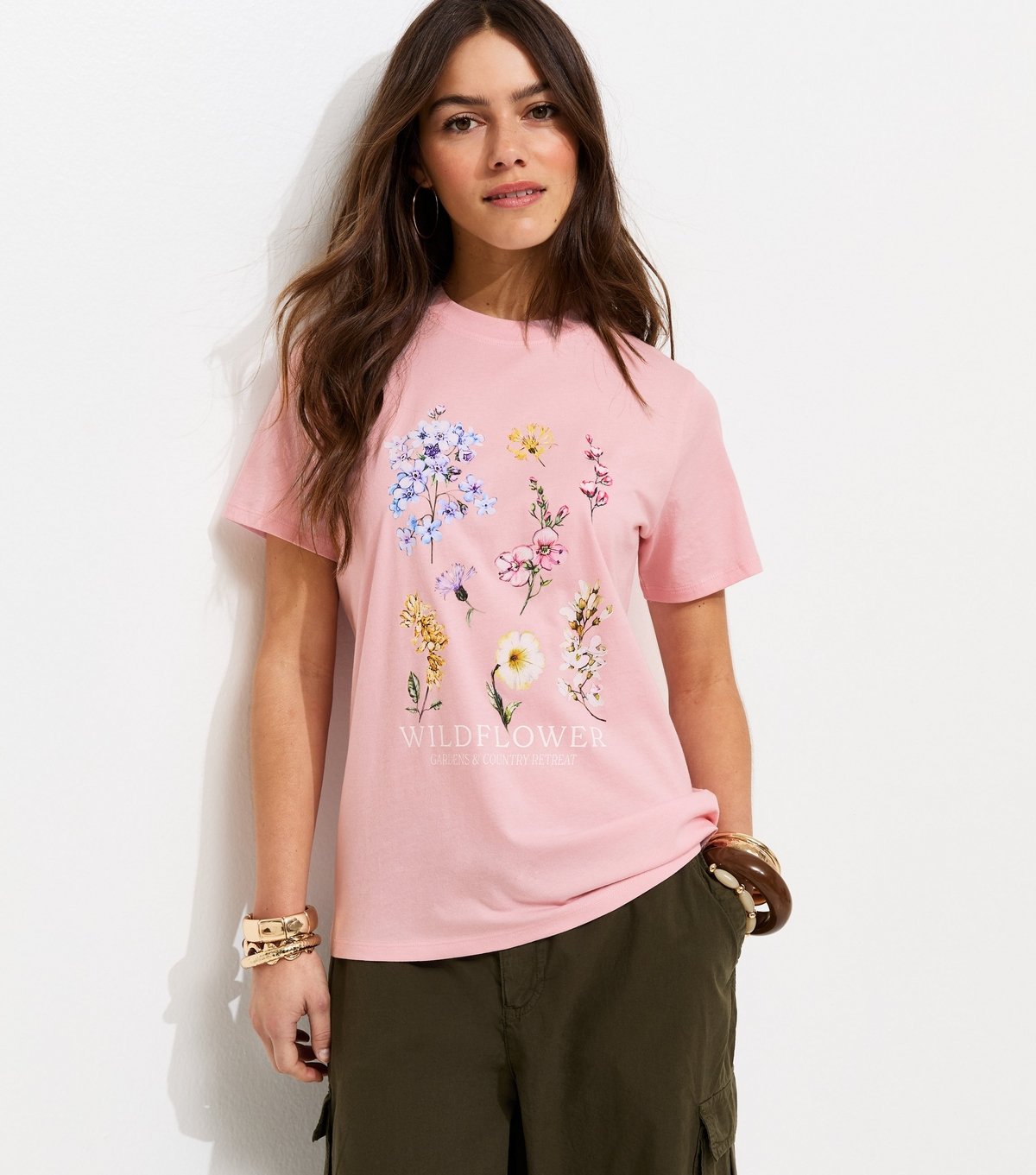 New Look Women's Petite Light Pink Cotton Wildflower Print T-Shirt New Look - 3
