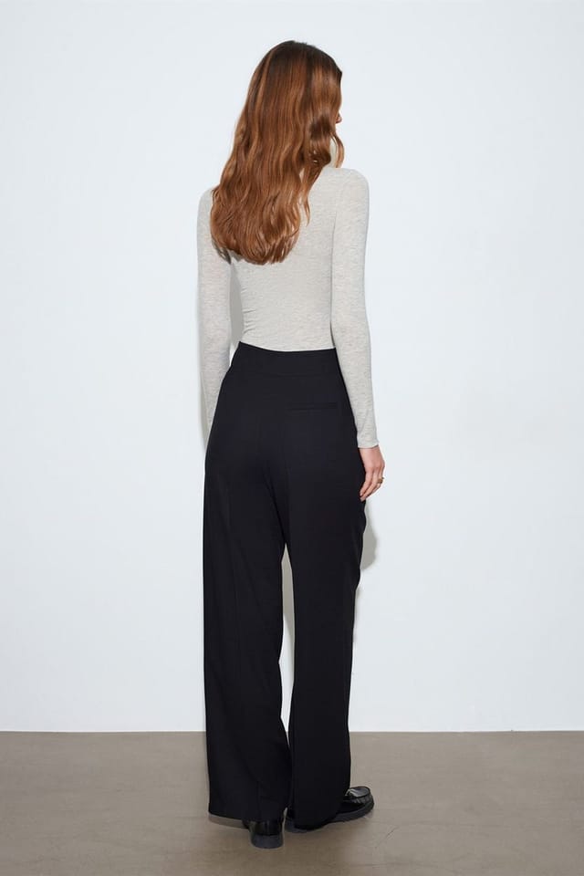 Dilvin Dilvin Women's Belted Wide-leg Trousers in Black - 3