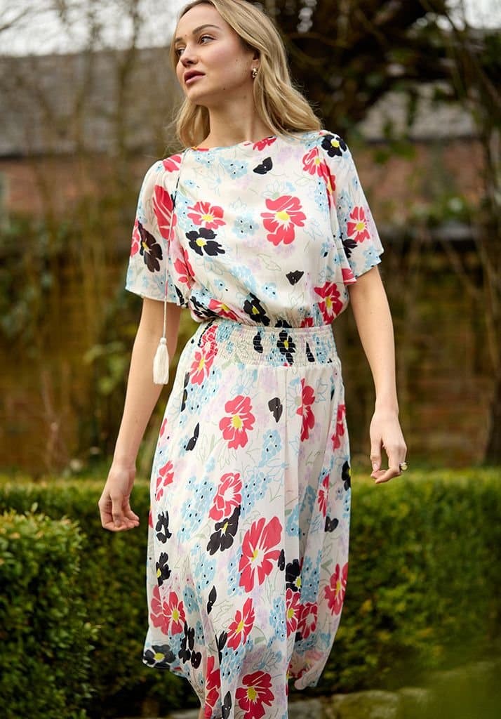 Lily and Lionel Lily and Lionel Women's Galaxy Cowl Neck Poppy Print Midi Dress In Multi