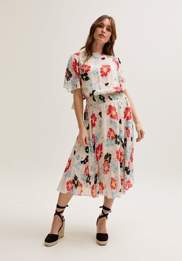 Lily and Lionel Lily and Lionel Women's Galaxy Cowl Neck Poppy Print Midi Dress In Multi - 4