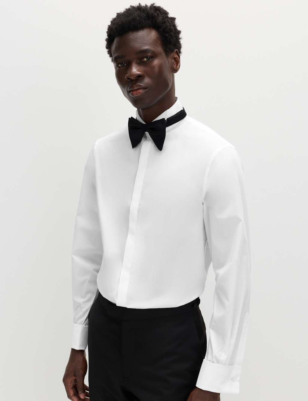 Marks & Spencer M&S Regular Fit Cotton Blend Dress Shirt White