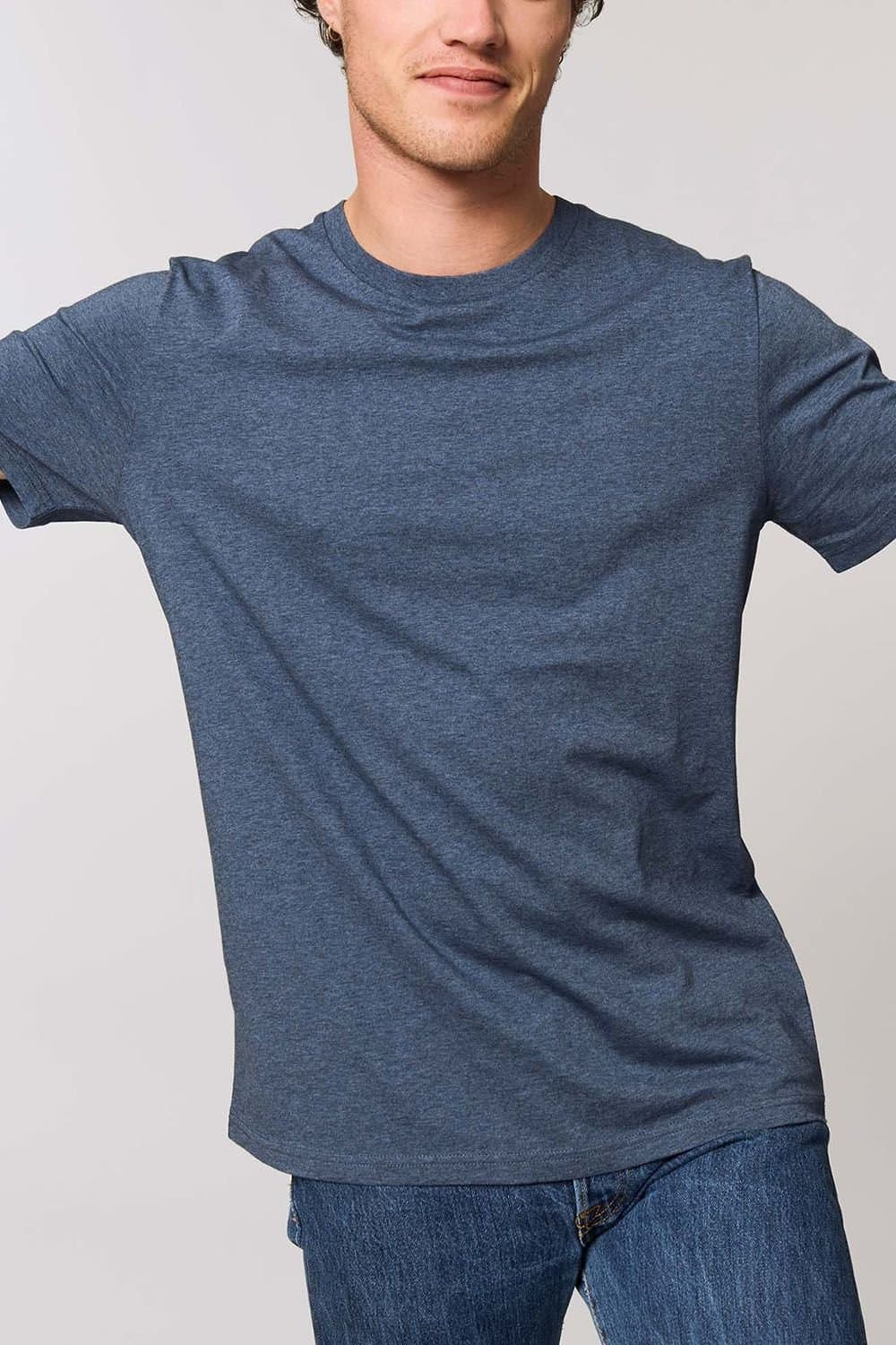 British Boxers British Boxers Men's "Dark Heather Blue" Cotton T-Shirt in Mid Blue