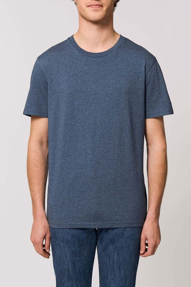 British Boxers British Boxers Men's "Dark Heather Blue" Cotton T-Shirt in Mid Blue - 2