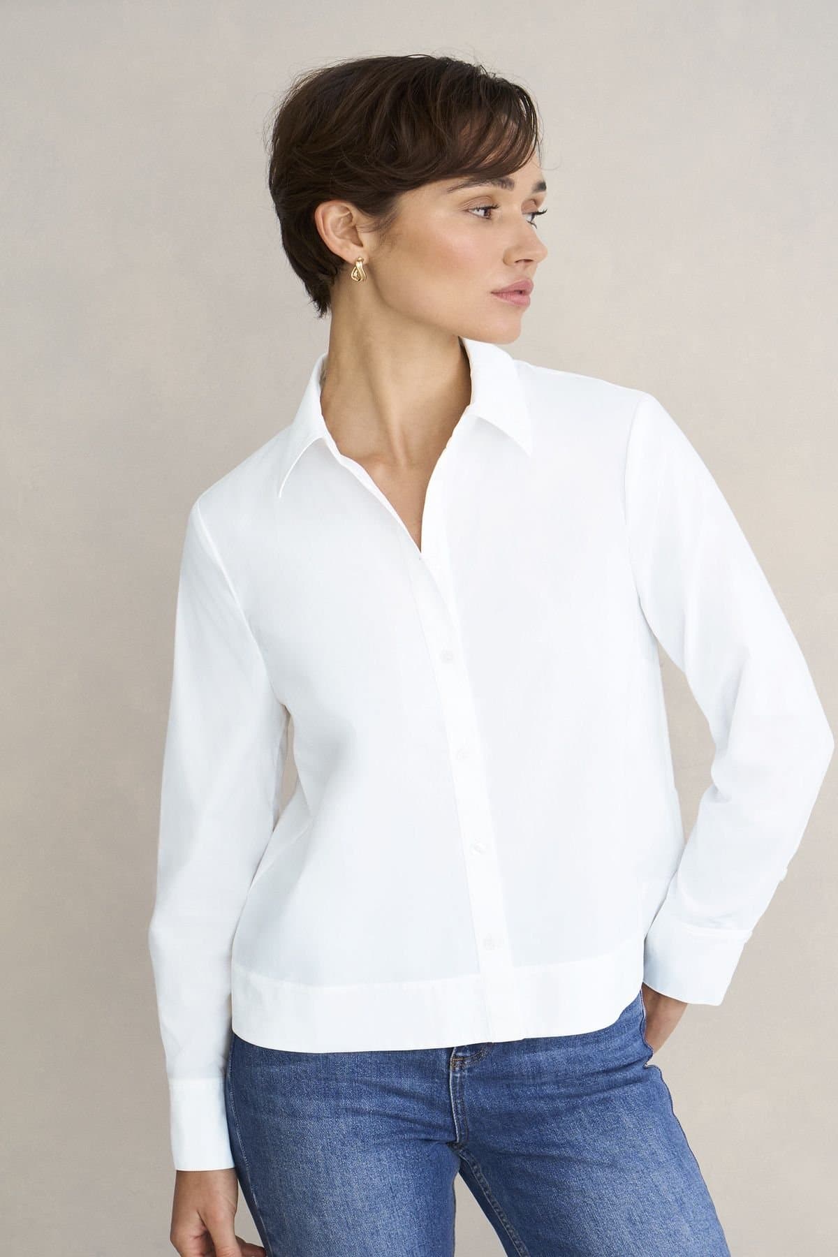 Hobbs London Hobbs London Women's Andie Long Sleeve Button Up Shirt in White