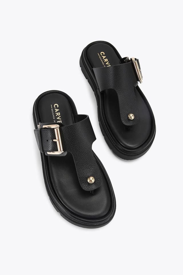 Carvela Carvela Women's 'Pavilion T Bar Mule' Leather Flats in Black - 2
