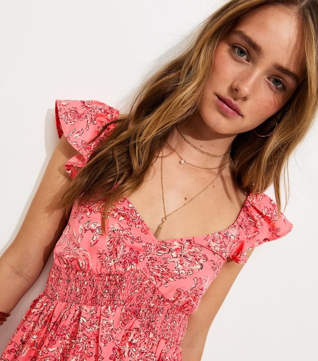 New Look Women's Pink Floral Print Crepe Frilly Sleeve Midi Dress New Look - 2