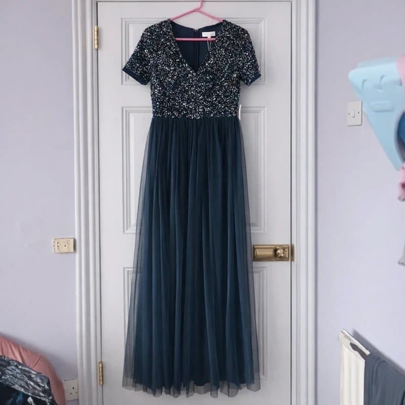 Maya Deluxe Brand New Maya Deluxe Navy Blue Sequin Maxi Dress – Size 10 – Bridesmaid/Prom/Wedding Guest