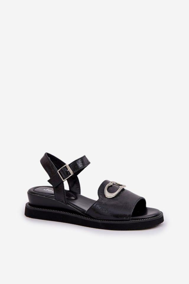Love Lace Love Lace Women's Jezzi Wedge Sandals with Adjustable Buckle Strap Front Detail in Black - 2