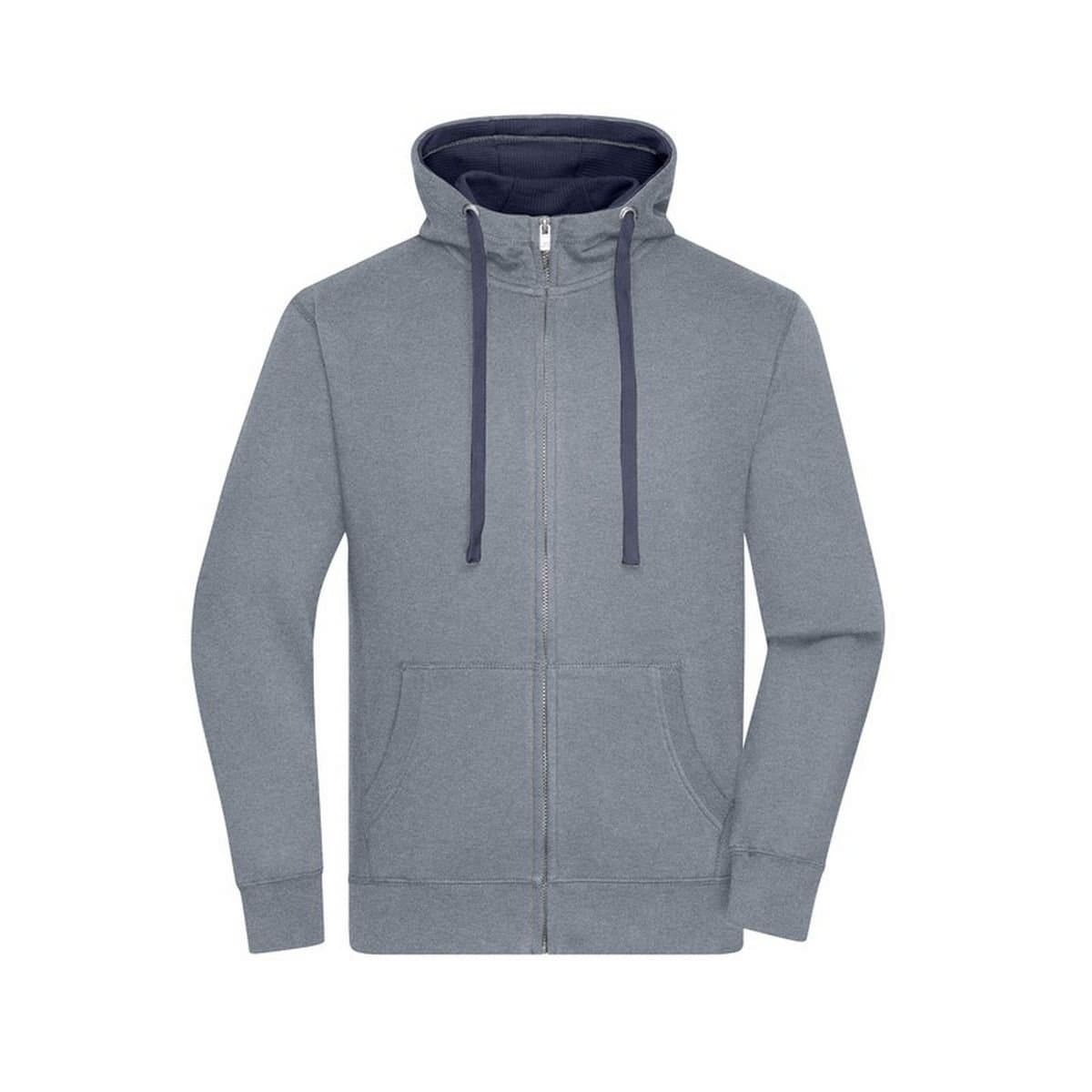 James and Nicholson James and Nicholson Men's Lifestyle Full Zip Hoodie in Light Grey