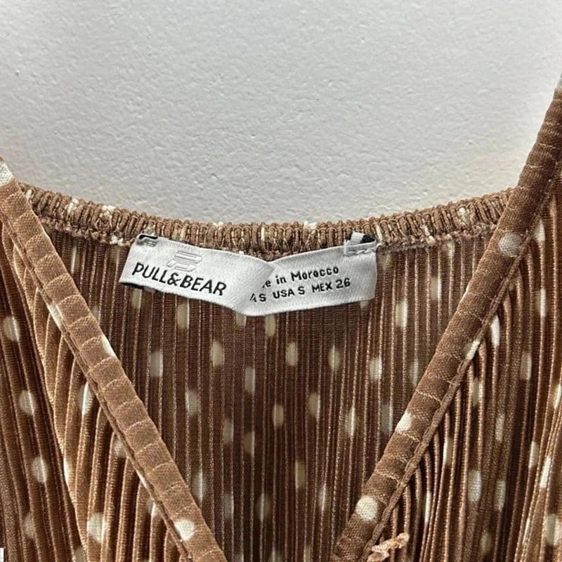 Pull & Bear Brown Tan White Polka Dot Playsuit
