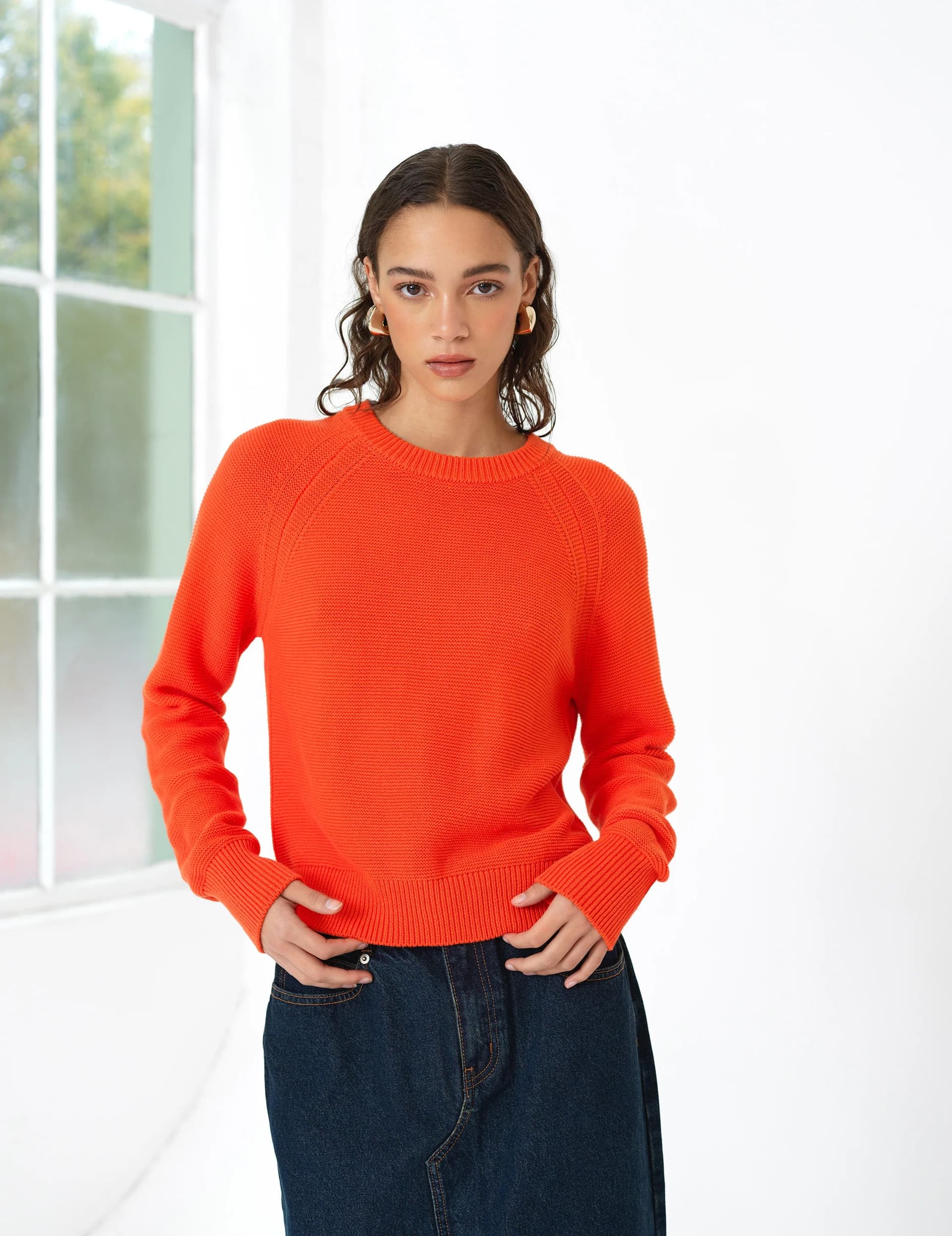 French Connection Lily Mozart Knit Long Sleeve Jumper Paradise Orange