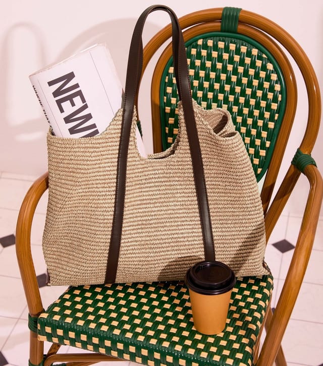 New Look Stone Woven Hobo Tote Bag with Zip Pouch New Look - 2