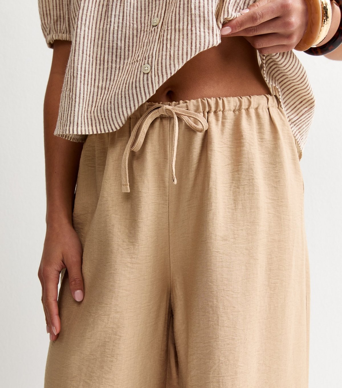 New Look Women's Petite Stone Drawstring Wide Leg Trousers New Look - 2