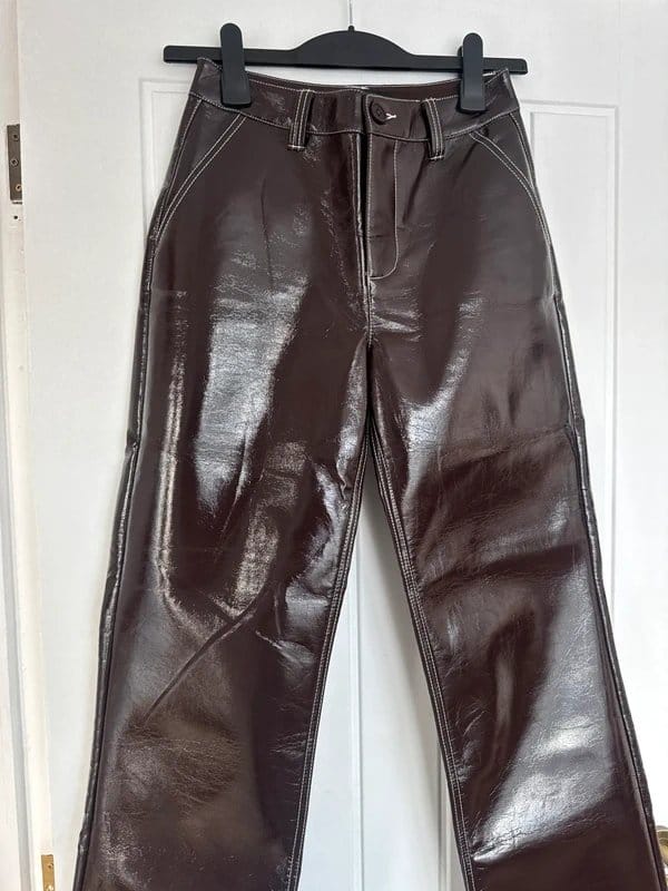 ASOS Design Burgundy Leather Trousers