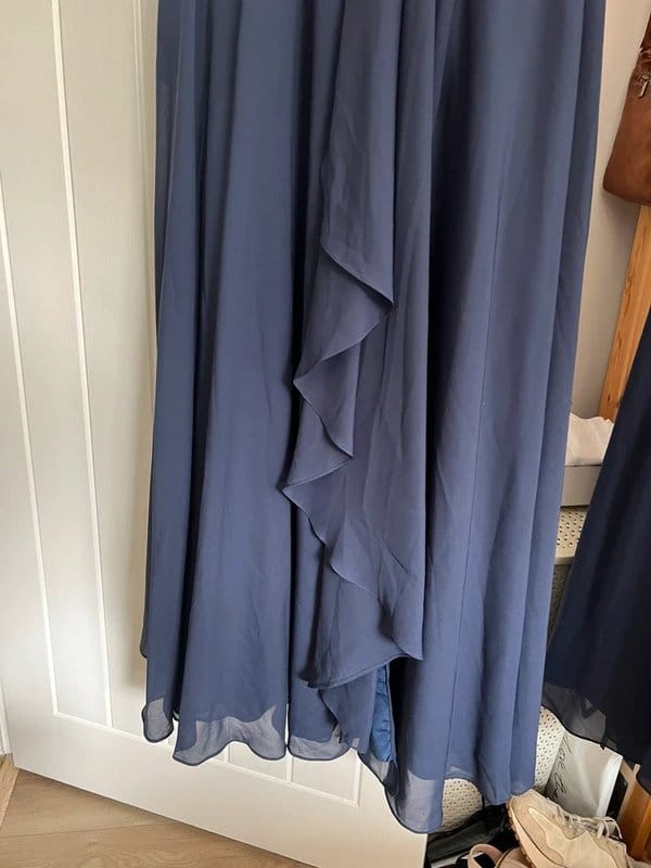 Pomuyoo Navy Blue Chiffon A-Line Bridesmaid Dress
