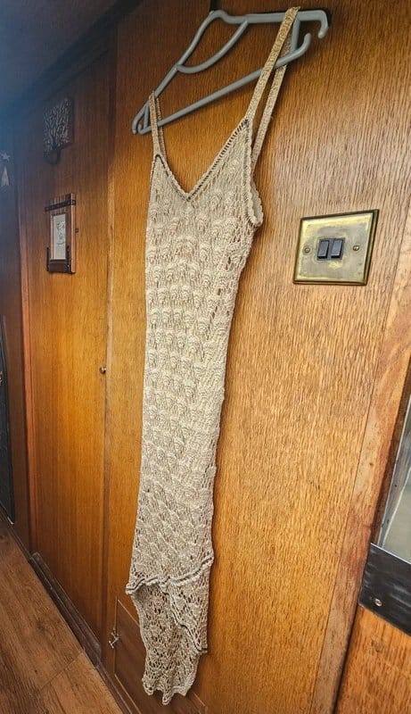 Topshop Gold Crochet Cocktail Dress - Size 10 Fit