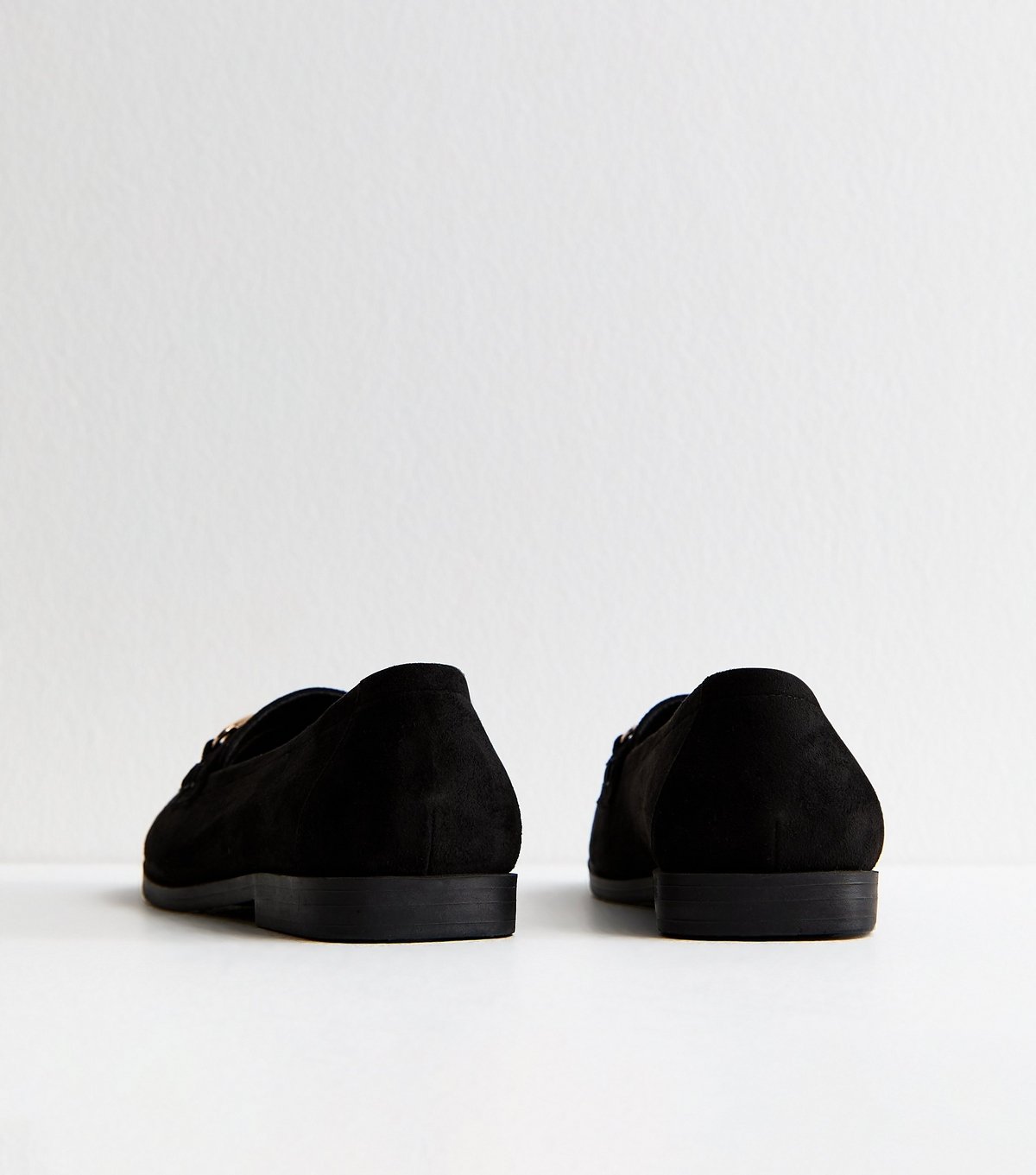 New Look Women's Wide Fit Black Faux Suede Chain Loafers Vegan New Look - 4