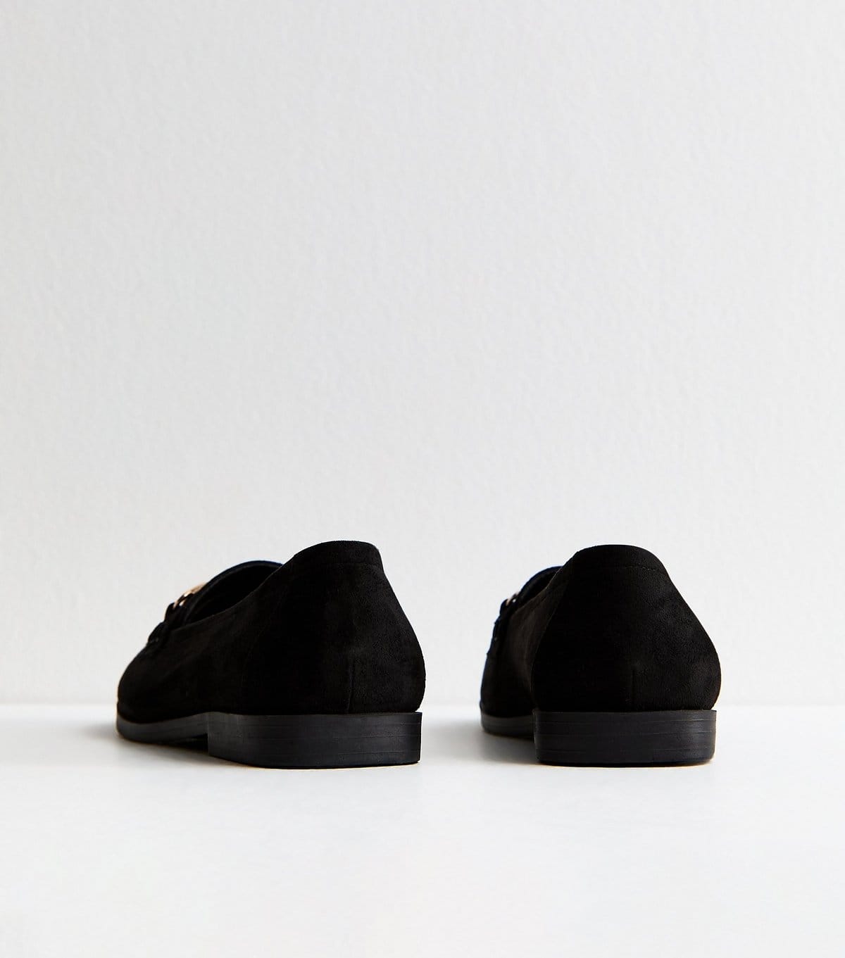 New Look Women's Wide Fit Black Faux Suede Chain Loafers Vegan New Look - 4