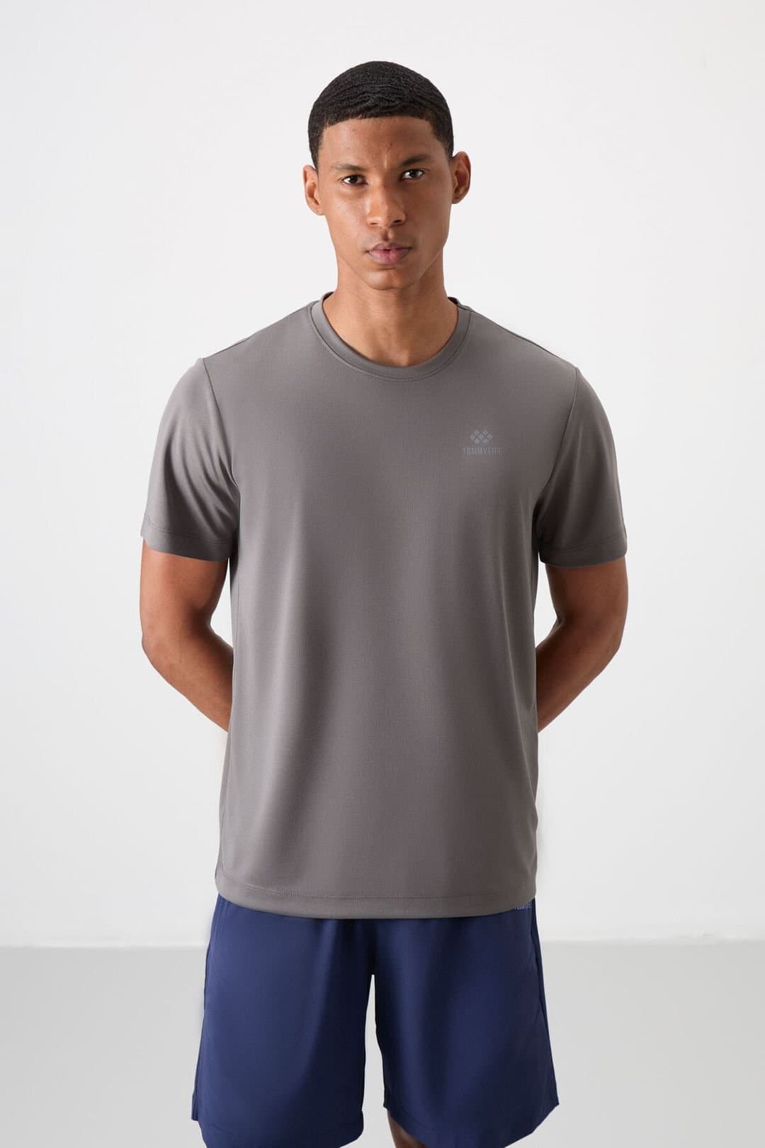 Tommy Life Tommy Life Men's Logo Print Crew Neck T-Shirt in Charcoal
