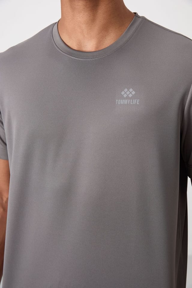 Tommy Life Tommy Life Men's Logo Print Crew Neck T-Shirt in Charcoal - 3