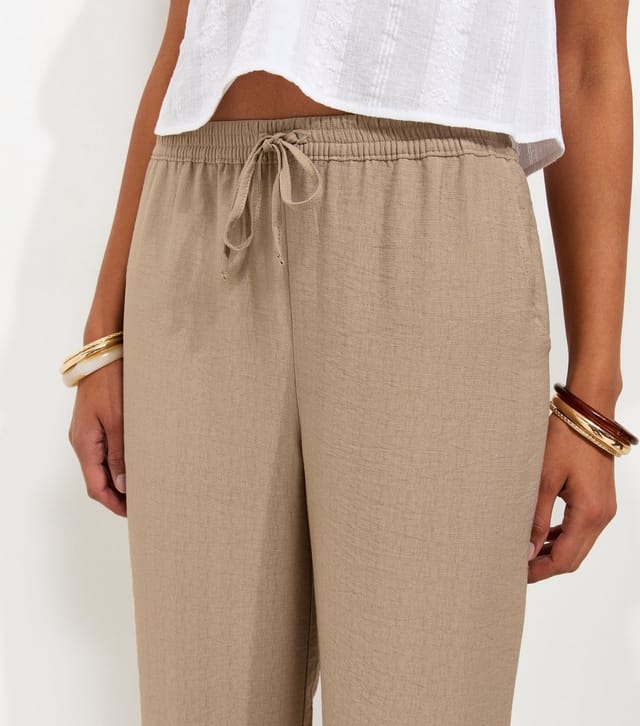 New Look Women's Stone Woven Ankle Grazer Trousers New Look - 3