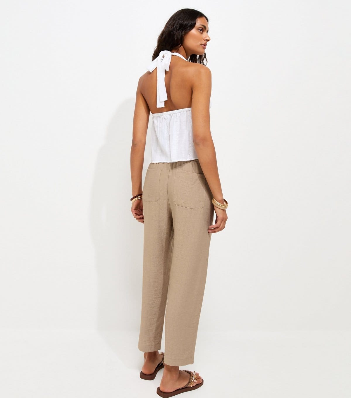 New Look Women's Stone Woven Ankle Grazer Trousers New Look - 4