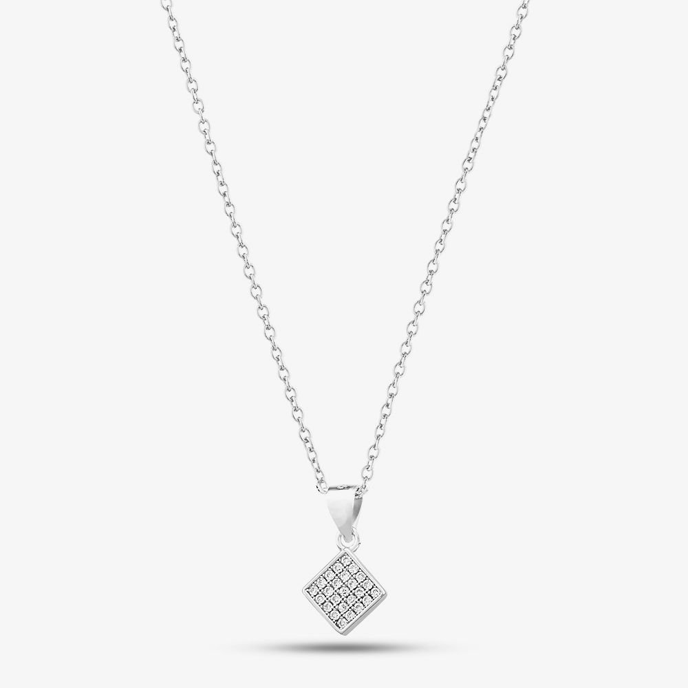 T.H.Baker T.H.Baker Women's Silver & Cubic Zirconia Pave Diamond-Shape Necklace & Earring Set SET16182 - 2